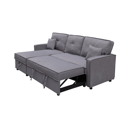 Sofá Cama Gris con Chaise Longue y Canapé