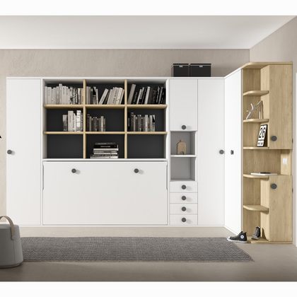 Cama abatible horizontal con estanterias exteriores e interiores apdj 024