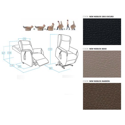 Sillón eléctrico disponible en Beige, Gris o Marrón RON-CTRA: ¡Confort y versatilidad!