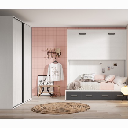 Cama Alta Plegable YA-043 de 90 cm: Espacio y Versatilidad para Dormitorios Juveniles