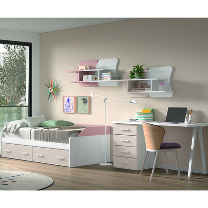 Dormitorio Juvenil W017 con Cama Nido y Escritorio