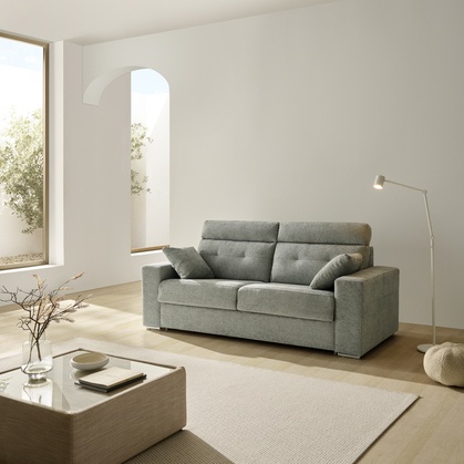 Sofá Cama MP-OLV: Confort Amplio en Gris con Apertura Fácil