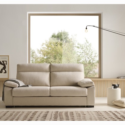 Sofá cama beige con respaldo alto y sistema italiano MP-TMP