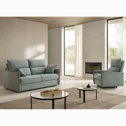 Sofá cama azul verdoso con respaldo alto MP-HG