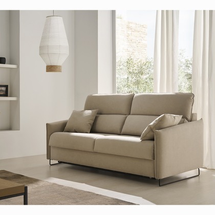 Sofá cama beige con patas trineo metálicas MP-GLD