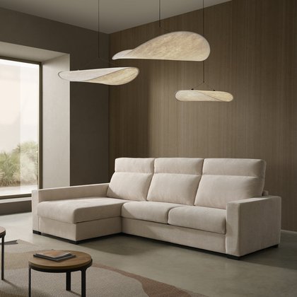 Sofá cama chaise longue tapizado beige MP-CRN.CH