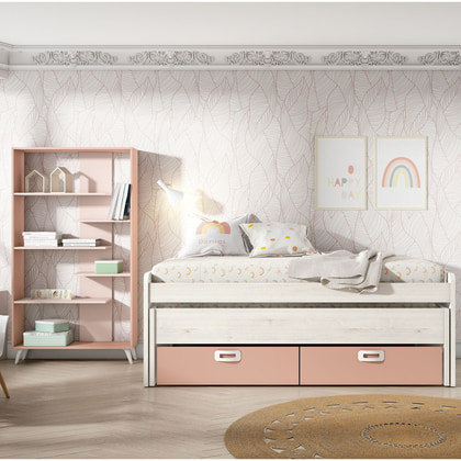 Cama compacta EX J507-BIS1 con nido inferior y dos cajones con ruedas