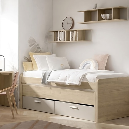 Compacto juvenil EX J507-BIS2 con cama inferior y dos cajones con ruedas