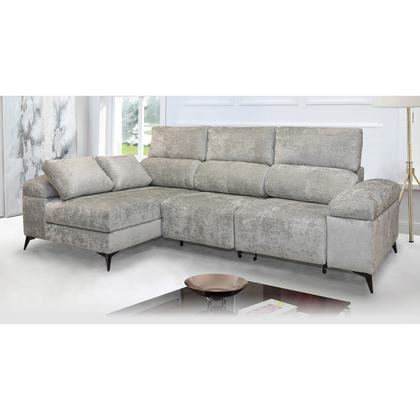 Sofá chaise longue TB-MLN de 290 cm en gris plata con estilo moderno-rústico