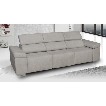 Sofá 3 plazas TB-AGN con diseño recto y tapizado gris claro