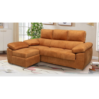 Sofá chaise longue TB-7-ML 205x155 cm con tapizado resistente en tono teja