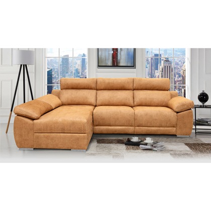 Sofá chaise longue extralargo TB-6-ML con diseño curvo y patas metálicas