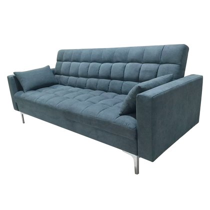 Sofá cama triple X-512 VTX con tapizado azul y cama oculta integrada