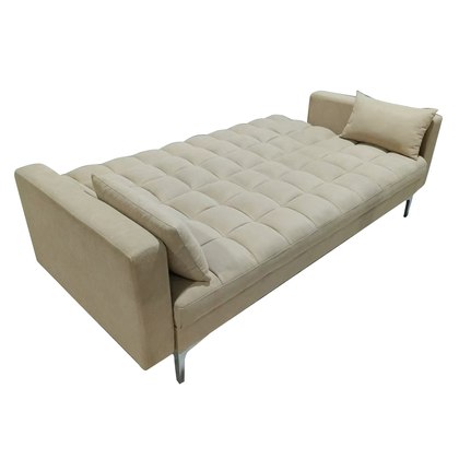 Sofá cama 3 plazas X-512 VTX beige con cama integrada y patas metálicas